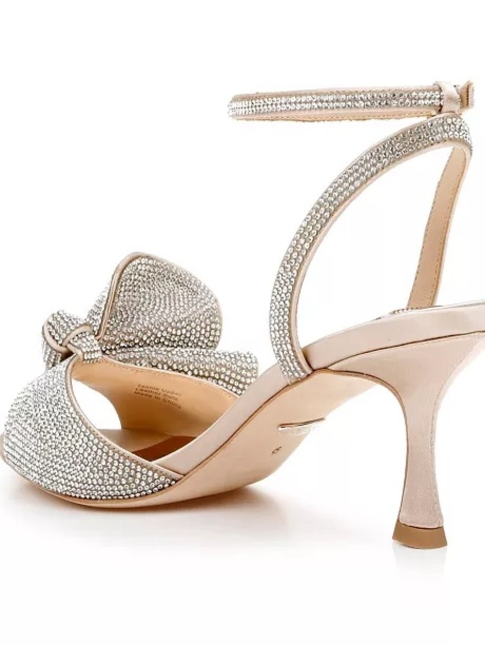 Badgley Mischka Remi Rhinestone Bow Champagne Ankle-Strap Heel - Picture 3 of 16
